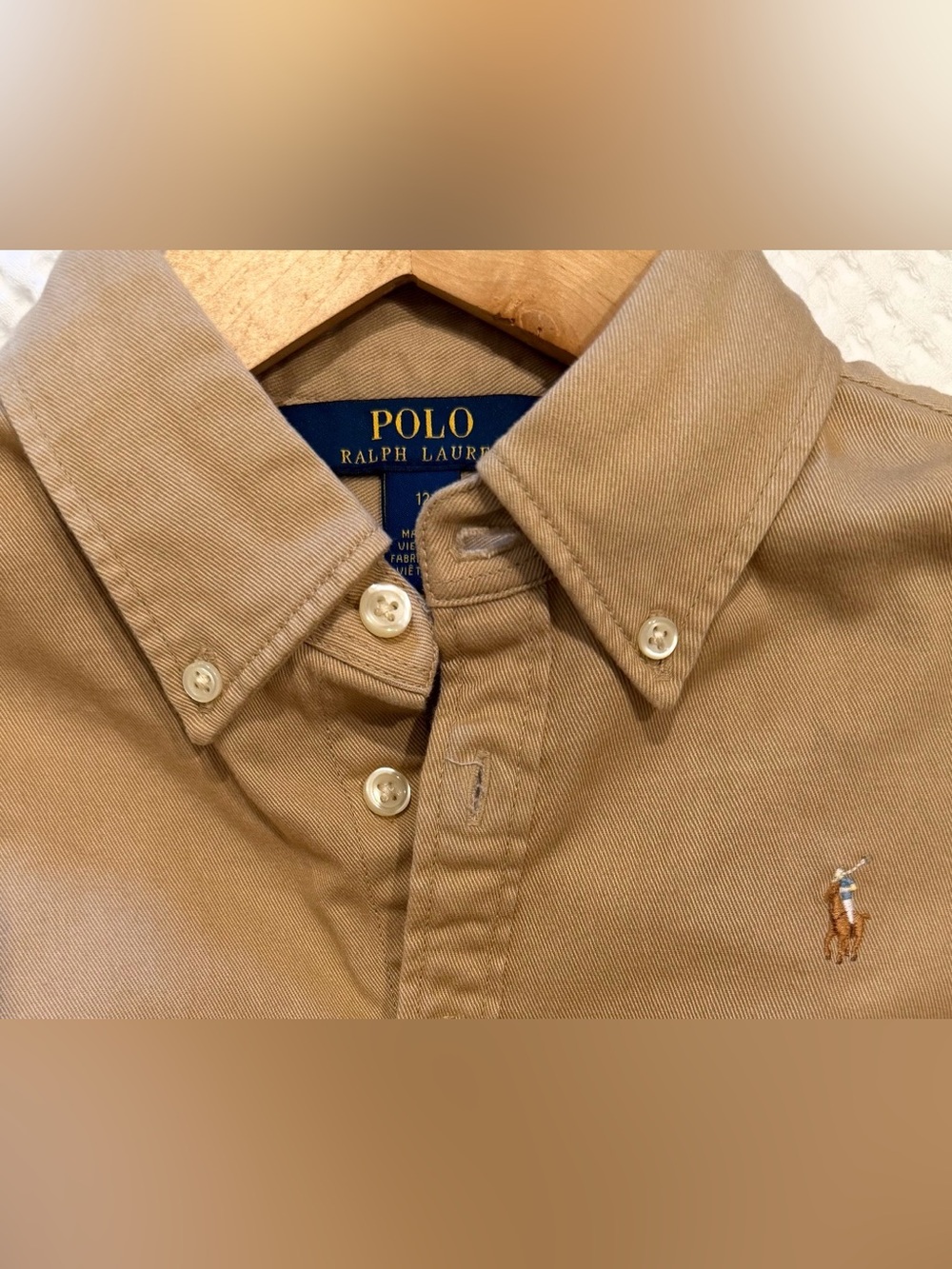 Ralph Lauren Girls Belted Cotton Chino Shirtdress (Size: 12) - Picture 9 of 9